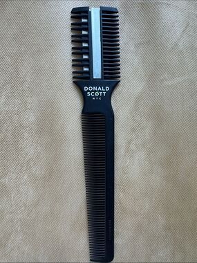 Black Dual-Head Beard & Hair Comb with Trimmer Edge